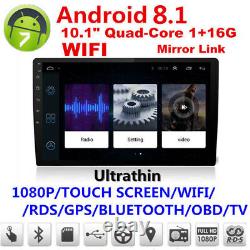 Android 8.1 2 Din 1080p Touch Screen Quad-core Stereo Gps Radio Wifi Mirror Link