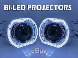 2 x 3 Complet Bi-Led Extension Projecteurs Lentille Halo Housse comme Kit